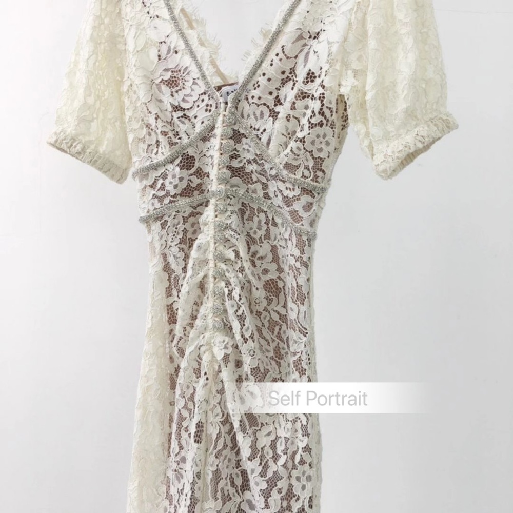 Self Portrait Camellia dress crystal lace UK8 - Picture 8 of 16